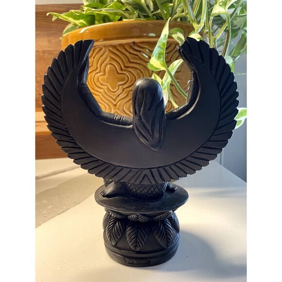 Winged Isis Devotional Statue, Black, 1998, Goddess of Ancient Egypt - Picture 3 of 9